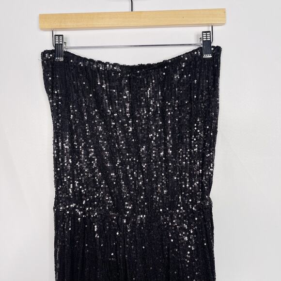 Michael Michael Kors XSmall Black Sequin Strapless Jumpsuit Cocktail NYE Party - Picture 7 of 14